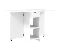 HOMCOM Mesa de Comedor Plegable para 2-4 Personas, Mesa de Cocina Plegable con Almacenamiento, Mesa Extensible con Ruedas, Blanco Aosom España