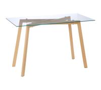 HOMCOM Mesa de comedor rectangular para 4 personas, 120x60x76 cm, mesa de cocina con bandeja y patas de vidrio templado