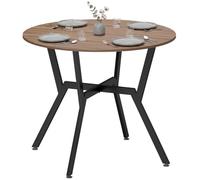 HOMCOM Mesa de Comedor Redonda 2-4 Personas 90x90x76 cm Marrón y Negro | Mesa de Cocina Industrial, Patas Curvadas de Acero, para Salón