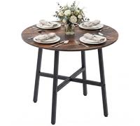 HOMCOM Mesa de Comedor Redonda 4 Personas Ø80x76 cm Marrón Rústico y Negro