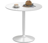 HOMCOM Mesa Redonda Comedor MDF Mesa de Café Blanco para 2 Personas con Base de Acero y Almohadilla Antideslizante Ø80x75 cm Aosom España