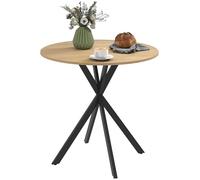 HOMCOM Mesa de Comedor Redonda de 80 cm para 2 Personas de Estilo Industrial con Tablero Imitación Madera y Base en Cruz de Acero, Roble Blanco