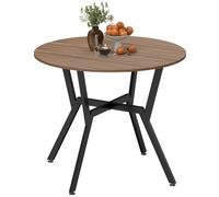 HomCom Mesa de comedor redonda Ø90x76 cm, tapa de madera y marco de acero marrón