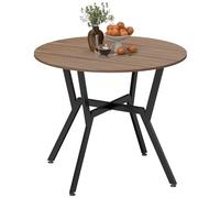 HOMCOM Mesa de Comedor Redonda Mesa de Cocina Industrial con Tapa de Madera y Marco de Acero para Salón Carga 60 kg Ø90x76 cm Marrón