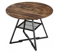 Homcom mesa de comedor redonda, mesa de cocina para 4 personas con estante, marco metálico, para sala de estar, ø100x76 cm, marrón rústico