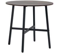 HOMCOM Mesa de Comedor Redonda Mesa de Cocina para 4 Personas con Patas de Acero para Salón Ø80x76 cm Marrón Rústico y Negro
