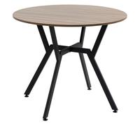HOMCOM Mesa de Comedor Redonda de Estilo Industrial con Encimera de Madera y Marco de Acero Ø90x76 cm Marrón Aosom España