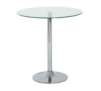 HOMCOM Mesa Comedor Redonda para 2 Personas Superficie de Vidrio Templado Plata Plata