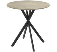 HOMCOM Mesa de comedor redonda para 2 personas con tablero de aspecto madera y patas cruzadas de acero, Blanco Roble