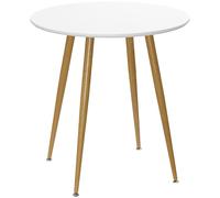 HOMCOM Mesa de Comedor Redonda para 2 Personas Mesa de Cocina Estilo Nórdico con Patas de Metal Ø72x75 cm Blanco Mate Aosom España