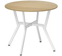 HOMCOM Mesa de Comedor Redonda para 2 Personas Mesa de Cocina Industrial Patas Curvadas de Acero 90x90x76 cm Natural y Blanco