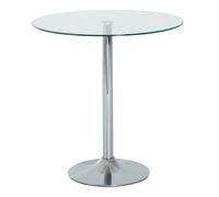HOMCOM Mesa de Comedor Redonda para 2 Personas Mesa de Cocina Moderna con Superficie de Vidrio Templado para Salón Plateada