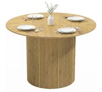 HOMCOM Mesa de Comedor Redonda para 4-6 Personas con Base Cilíndrica Acanalada Roble