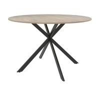 HOMCOM Mesa de Comedor Redonda para 4 Personas, Ø120x75 cm, Mesa de Cocina Industrial con Estructura de Acero, Marrón Oscuro