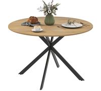 HOMCOM Mesa de Comedor Redonda para 4 Personas, Ø120x75 cm, Mesa de Cocina Industrial con Estructura de Acero, Marrón Oscuro
