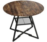 HOMCOM Mesa de Comedor Redonda para 4 Personas con Estante Marco Metálico para Sala de Estar Ø100x76 cm Marrón Rústico