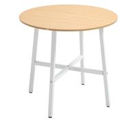 HOMCOM Mesa de Comedor Redonda Moderna para 4 Personas con Patas de Acero Ø80x76 cm Diseño Elegante Natural y Blanco Aosom España