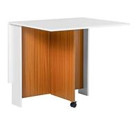 HOMCOM Mesa de Comerdor Plegable con Ruedas Estante Multifuncional para Comedor Salón 3 Formas Mesa Auxiliar Mesa Auxiliar Blanco y Madera
