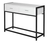 HomCom Mesa de consola moderna 120x34x81 cm, 2 cajones, pies ajustables Blanco y Negro
