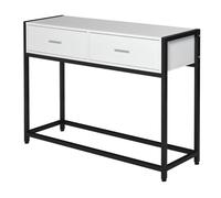Homcom mesa de consola 120x34x81 cm mesa de entrada con 2 cajones y pies ajustables mueble de recibidor de estilo moderno para pasillo salón blanco y negro