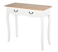 HomCom Mesa de consola estilo retro 2 cajones pino 87x34x78,5 cm Blanco