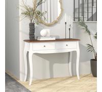 HOMCOM Mesa de Consola con 2 Cajones 100x35x76,5 cm Blanco y Marrón Oscuro BLANCO