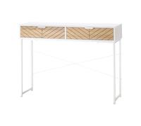 HOMCOM Mesa de Consola Recibidor 100x30x75cm con 2 Cajones Marco de Metal Blanco White