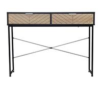 Homcom mesa de consola estrecha mueble recibidor mesa de sofá con 2 cajones diseño de líneas talladas estilo moderna para pasillo entrada salón dormitorio 100x30x75 cm negro y roble