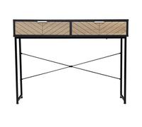 Homcom mesa de consola estrecha mueble recibidor mesa de sofá con 2 cajones diseño de líneas talladas estilo moderna para pasillo entrada salón dormitorio 100x30x75 cm negro y roble