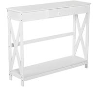 HOMCOM Mesa de Consola de Madera Mesa de Entrada con 1 Cajón y 1 Estante de Almacenaje para Pasillo Salón 100x30x81 cm Blanco