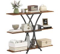 HOMCOM Mesa de Consola Mesa de Sofá con 2 Estantes Abiertos y Marco Metálico en X Estilo Industrial Marrón Rústico Caqui oscuro
