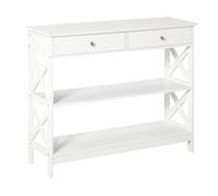HOMCOM Mesa de Entrada Recibidor Elegante con 2 Cajones y 2 Estantes Inferiores Diseño Moderno Base Elevada 100x30,5x80 cm Blanco Aosom España