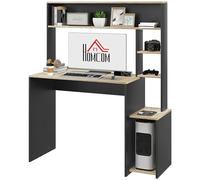 HOMCOM Mesa de Escritorio con Estanterías 114x45x138 cm Gris y Natural