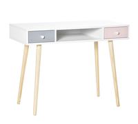 HOMCOM Mesa de Escritorio Infantil con Compartimento Abierto y 2 Cajones Estilo Nórdico para Estudio Entrada 100x48x76,5 cm Multicolor Aosom España
