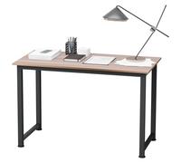 HOMCOM Mesa de Ordenador Escritorio para Hogar Oficina con Pies Ajustables Mobiliario Simple 120x60x76cm Negro y Natural Aosom España