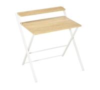 HOMCOM Mesa de Escritorio Plegable con Estante 81,5x70x84 cm Natural y Blanco Natural White