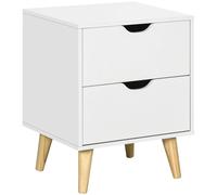 HOMCOM Mesa de Noche Mesa de Noche Estilo Escandinavo 2 Cajones Blanco y Efecto Madera - 40x35x50,5 cm Aosom España