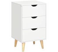 HOMCOM Cómoda 3 cajones Mesa de noche Mueble de almacenaje sobre patas Estilo escandinavo en Madera - 40x35x68,5 cm - Blanco Aosom España
