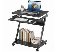 HOMCOM Mesa de Ordenador con Ruedas 60x48 cm con Bandeja para Teclado Negro BLANCO