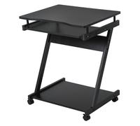 HOMCOM Mesa de Ordenador con Ruedas 60x48 cm con Bandeja para Teclado Negro Negro