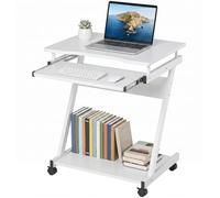 HOMCOM Mesa de Ordenador con Ruedas Estante Inferior 60x48 cm Blanco
