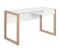HOMCOM Mesa de Ordenador Mesa de Escritorio Diseño Moderno con Tablero de Vidrio Templado Cajón Combinación de Estilos para Oficina Estudio 120x60x75 cm Blanco