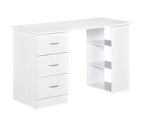 HOMCOM Mesa de Ordenador Escritorio para Hogar Oficina 3 Cajones 3 Estantes Mobiliario de Oficina 120x49x72cm Blanco Aosom España