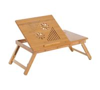 HOMCOM Mesa de Ordenador Portátil Bambú Bandeja Cama Plegable Reclinable Natural Bamboo