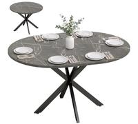 HOMCOM Mesa Extensible 100-135cm Ovalada Negra 4-6 pers. | Paneles de mariposa, mesa redonda extensible, base en X, estilo industrial, comedor, sala de estar, efecto mármol.