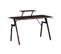 Homcom mesa gaming escritorio para computadora pc con soporte para monitor y altavoz portavasos gancho para auriculares fibra de carbono 120x60x94,5 cm negro