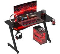 HOMCOM Mesa Gaming para Ordenador Portavasos Pies Ajustable 120x65x74,5cm Negro