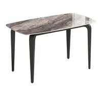 HOMCOM Mesa para 4 Personas, 130x70 cm, Moderna con Tablero de Piedra Sinterizada, Marrón