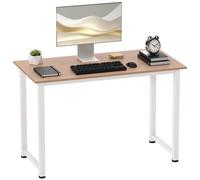 HOMCOM Mesa para ordenador, mesa de comedor, 120L x 60L x 76H cm, roble y blanco, multifunción, bandeja grande, estructura metálica robusta