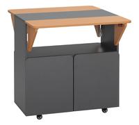 HOMCOM Mesa Plegable Ahorro de Espacio para 4 Personas máx con 4 Ruedas, Estante Oculto y Armario con Puertas, 70x83x75 cm